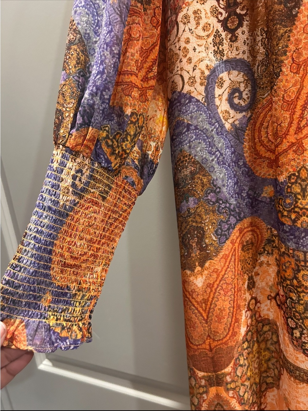 Soft Surroundings Paisley Maxi Dress in Orange and Blue - Picture 3 of 4